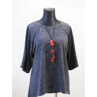 Ciepła trapezowa Tunika z wydłużonym tyłem - granatowy melanż